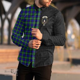 ScotsTee Shop Scottish Sempill Modern Clan Crest Half Tartan Long Sleeve Shirt