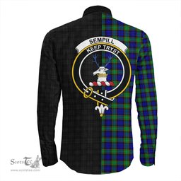 ScotsTee Shop Scottish Sempill Modern Clan Crest Half Tartan Long Sleeve Shirt