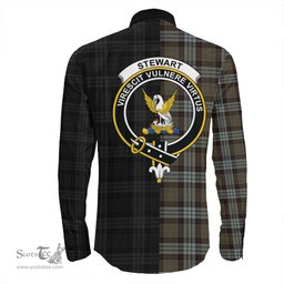 ScotsTee Shop Scottish Stewart Old Weathered Clan Crest Half Tartan Long Sleeve Shirt
