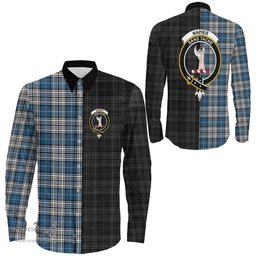 ScotsTee Shop Scottish Napier Modern Clan Crest Half Tartan Long Sleeve Shirt