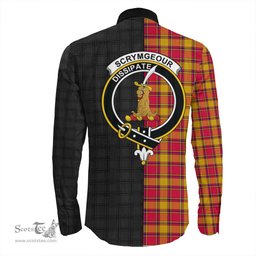 ScotsTee Shop Scottish Scrymgeour Clan Crest Half Tartan Long Sleeve Shirt