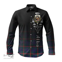 ScotsTee Shop Scottish Agnew Modern Clan Crest Tartan Alba Gu Brath Celtic Inspired Tartan Long Sleeve Shirt