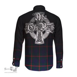 ScotsTee Shop Scottish Agnew Modern Clan Crest Tartan Alba Gu Brath Celtic Inspired Tartan Long Sleeve Shirt