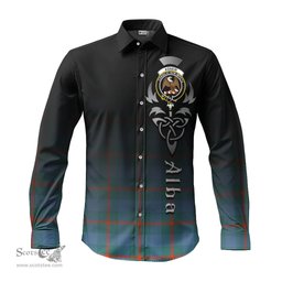ScotsTee Shop Scottish Agnew Ancient Clan Crest Tartan Alba Gu Brath Celtic Inspired Tartan Long Sleeve Shirt