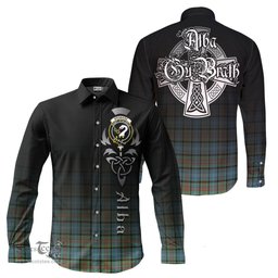 ScotsTee Shop Scottish Brisbane modern Clan Crest Tartan Alba Gu Brath Celtic Inspired Tartan Long Sleeve Shirt