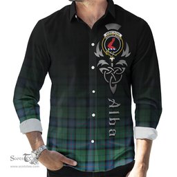 ScotsTee Shop Scottish Armstrong Ancient Clan Crest Tartan Alba Gu Brath Celtic Inspired Tartan Long Sleeve Shirt