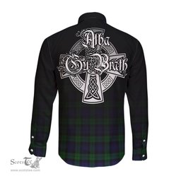 ScotsTee Shop Scottish Black Watch Clan Crest Tartan Alba Gu Brath Celtic Inspired Tartan Long Sleeve Shirt
