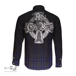 ScotsTee Shop Scottish Alexander of Menstry Clan Crest Tartan Alba Gu Brath Celtic Inspired Tartan Long Sleeve Shirt