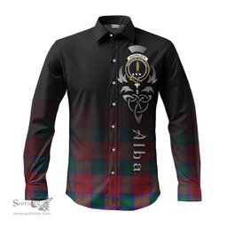 ScotsTee Shop Scottish Auchinleck Clan Crest Tartan Alba Gu Brath Celtic Inspired Tartan Long Sleeve Shirt