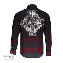 ScotsTee Shop Scottish Auchinleck Clan Crest Tartan Alba Gu Brath Celtic Inspired Tartan Long Sleeve Shirt