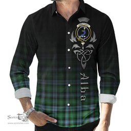 ScotsTee Shop Scottish Arbuthnot Ancient Clan Crest Tartan Alba Gu Brath Celtic Inspired Tartan Long Sleeve Shirt