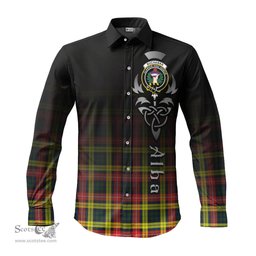 ScotsTee Shop Scottish Buchanan Modern Clan Crest Tartan Alba Gu Brath Celtic Inspired Tartan Long Sleeve Shirt