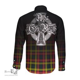 ScotsTee Shop Scottish Buchanan Modern Clan Crest Tartan Alba Gu Brath Celtic Inspired Tartan Long Sleeve Shirt