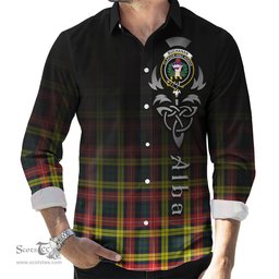 ScotsTee Shop Scottish Buchanan Modern Clan Crest Tartan Alba Gu Brath Celtic Inspired Tartan Long Sleeve Shirt