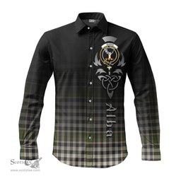 ScotsTee Shop Scottish Burns Check Clan Crest Tartan Alba Gu Brath Celtic Inspired Tartan Long Sleeve Shirt