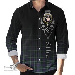 ScotsTee Shop Scottish Allardice Clan Crest Tartan Alba Gu Brath Celtic Inspired Tartan Long Sleeve Shirt