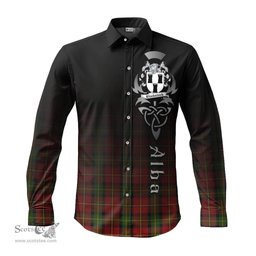 ScotsTee Shop Scottish Blackstock Red Dress Clan Crest Tartan Alba Gu Brath Celtic Inspired Tartan Long Sleeve Shirt