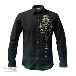 ScotsTee Shop Scottish Bannatyne Clan Crest Tartan Alba Gu Brath Celtic Inspired Tartan Long Sleeve Shirt