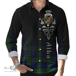 ScotsTee Shop Scottish Bannatyne Clan Crest Tartan Alba Gu Brath Celtic Inspired Tartan Long Sleeve Shirt