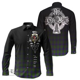 ScotsTee Shop Scottish Adam Clan Crest Tartan Alba Gu Brath Celtic Inspired Tartan Long Sleeve Shirt