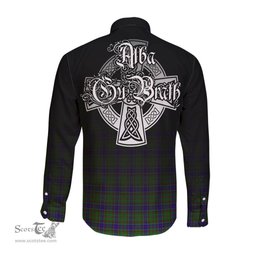 ScotsTee Shop Scottish Adam Clan Crest Tartan Alba Gu Brath Celtic Inspired Tartan Long Sleeve Shirt