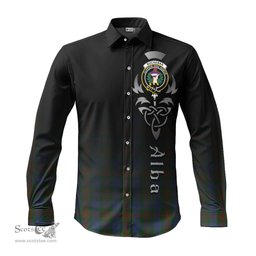 ScotsTee Shop Scottish Buchanan Hunting Clan Crest Tartan Alba Gu Brath Celtic Inspired Tartan Long Sleeve Shirt