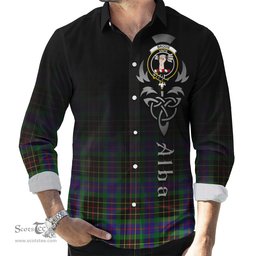 ScotsTee Shop Scottish Brodie Hunting Modern Clan Crest Tartan Alba Gu Brath Celtic Inspired Tartan Long Sleeve Shirt