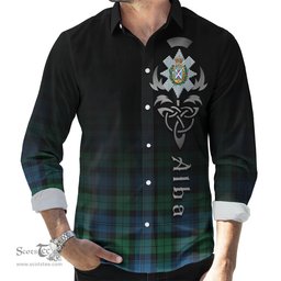 ScotsTee Shop Scottish Black Watch Ancient Clan Crest Tartan Alba Gu Brath Celtic Inspired Tartan Long Sleeve Shirt