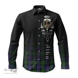 ScotsTee Shop Scottish Blair Clan Crest Tartan Alba Gu Brath Celtic Inspired Tartan Long Sleeve Shirt