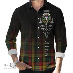 ScotsTee Shop Scottish Buchanan Clan Crest Tartan Alba Gu Brath Celtic Inspired Tartan Long Sleeve Shirt