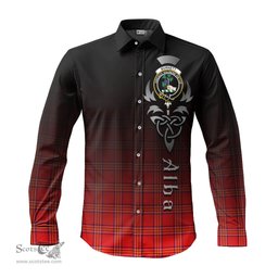 ScotsTee Shop Scottish Burnett Modern Clan Crest Tartan Alba Gu Brath Celtic Inspired Tartan Long Sleeve Shirt