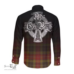 ScotsTee Shop Scottish Buchanan Old Set Weathered Clan Crest Tartan Alba Gu Brath Celtic Inspired Tartan Long Sleeve Shirt