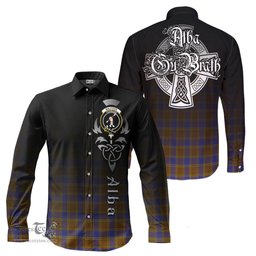 ScotsTee Shop Scottish Balfour Modern Clan Crest Tartan Alba Gu Brath Celtic Inspired Tartan Long Sleeve Shirt