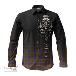 ScotsTee Shop Scottish Balfour Modern Clan Crest Tartan Alba Gu Brath Celtic Inspired Tartan Long Sleeve Shirt