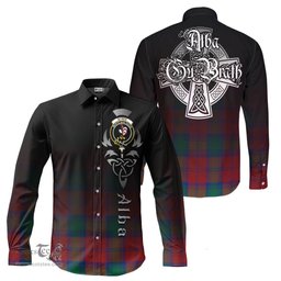 ScotsTee Shop Scottish Byres (Byses) Clan Crest Tartan Alba Gu Brath Celtic Inspired Tartan Long Sleeve Shirt