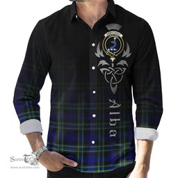 ScotsTee Shop Scottish Arbuthnot Modern Clan Crest Tartan Alba Gu Brath Celtic Inspired Tartan Long Sleeve Shirt