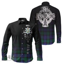 ScotsTee Shop Scottish Black Watch Modern Clan Crest Tartan Alba Gu Brath Celtic Inspired Tartan Long Sleeve Shirt