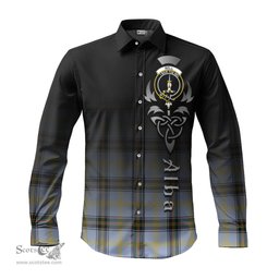 ScotsTee Shop Scottish Bell Clan Crest Tartan Alba Gu Brath Celtic Inspired Tartan Long Sleeve Shirt