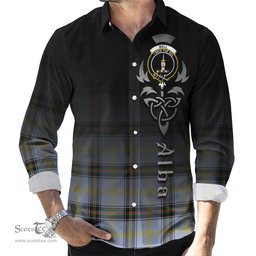 ScotsTee Shop Scottish Bell Clan Crest Tartan Alba Gu Brath Celtic Inspired Tartan Long Sleeve Shirt