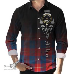 ScotsTee Shop Scottish Blane Clan Crest Tartan Alba Gu Brath Celtic Inspired Tartan Long Sleeve Shirt