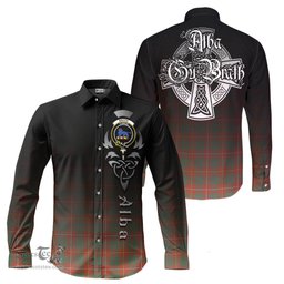 ScotsTee Shop Scottish Bruce Ancient Clan Crest Tartan Alba Gu Brath Celtic Inspired Tartan Long Sleeve Shirt