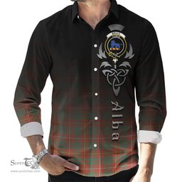 ScotsTee Shop Scottish Bruce Ancient Clan Crest Tartan Alba Gu Brath Celtic Inspired Tartan Long Sleeve Shirt