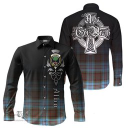 ScotsTee Shop Scottish Anderson Ancient Clan Crest Tartan Alba Gu Brath Celtic Inspired Tartan Long Sleeve Shirt