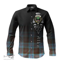 ScotsTee Shop Scottish Anderson Ancient Clan Crest Tartan Alba Gu Brath Celtic Inspired Tartan Long Sleeve Shirt