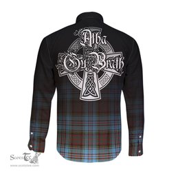 ScotsTee Shop Scottish Anderson Ancient Clan Crest Tartan Alba Gu Brath Celtic Inspired Tartan Long Sleeve Shirt