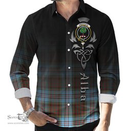 ScotsTee Shop Scottish Anderson Ancient Clan Crest Tartan Alba Gu Brath Celtic Inspired Tartan Long Sleeve Shirt