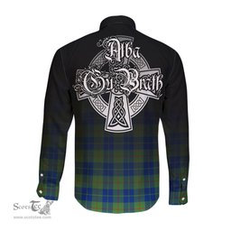 ScotsTee Shop Scottish Barclay Hunting Ancient Clan Crest Tartan Alba Gu Brath Celtic Inspired Tartan Long Sleeve Shirt