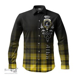 ScotsTee Shop Scottish Barclay Dress Modern Clan Crest Tartan Alba Gu Brath Celtic Inspired Tartan Long Sleeve Shirt