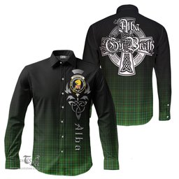 ScotsTee Shop Scottish Forrester or Foster Hunting Clan Crest Tartan Alba Gu Brath Celtic Inspired Tartan Long Sleeve Shirt