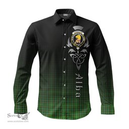 ScotsTee Shop Scottish Forrester or Foster Hunting Clan Crest Tartan Alba Gu Brath Celtic Inspired Tartan Long Sleeve Shirt